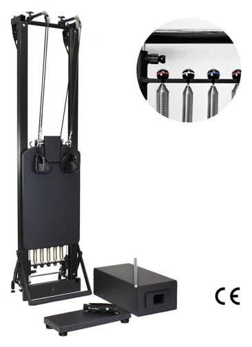 SPX Max Reformer Bundle with Vertical Stand and High Precision Gearbar (Jet Black) | TechFit Pilates Pilates equipment India