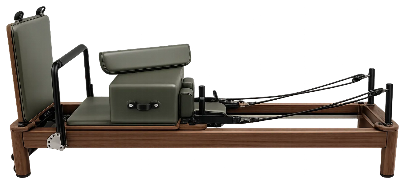 Aluminium Reformer, Wood Texture | TechFit Pilates Pilates equipment India